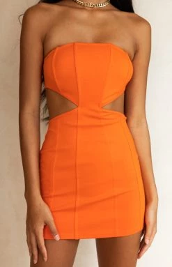BB Exclusive Riley Orange Strapless Mini Dress