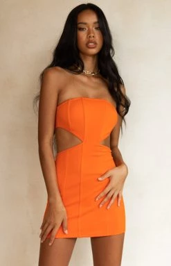 BB Exclusive Riley Orange Strapless Mini Dress
