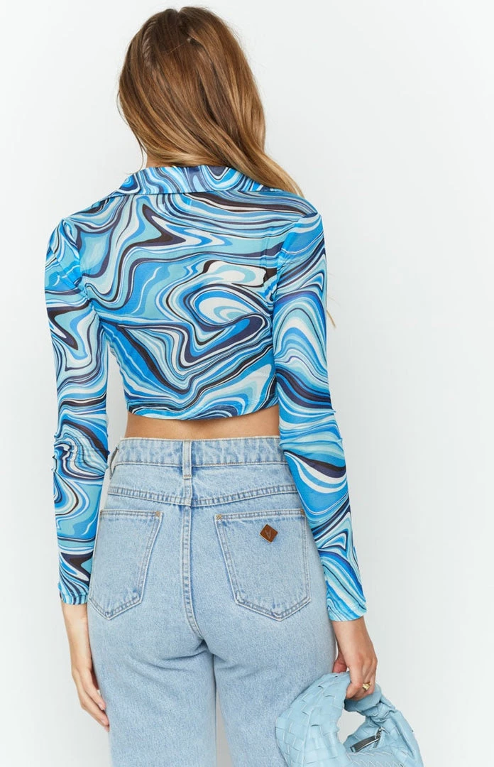 BB Exclusive Riley Print Tie Front Mesh Top 5 BB Exclusive Riley Print Tie Front Mesh Top