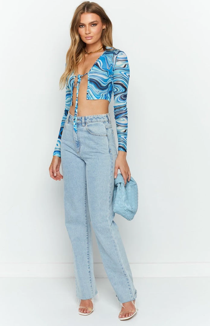 BB Exclusive Riley Print Tie Front Mesh Top 2 BB Exclusive Riley Print Tie Front Mesh Top