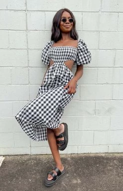 Beginning Boutique Rochelle Black Cut Out Midi Dress