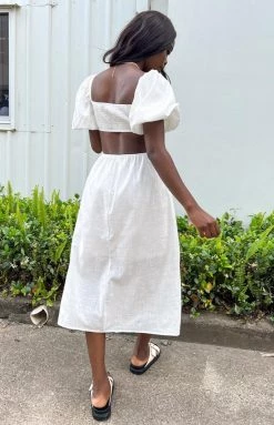 Beginning Boutique Rochelle White Cut Out Midi Dress