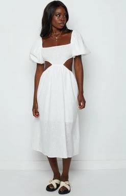 Beginning Boutique Rochelle White Cut Out Midi Dress