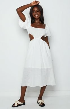 Beginning Boutique Rochelle White Cut Out Midi Dress