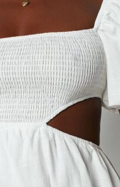 Beginning Boutique Rochelle White Cut Out Midi Dress