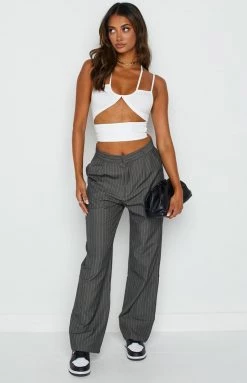 Beginning Boutique New Roland Grey Pinstripe Pants