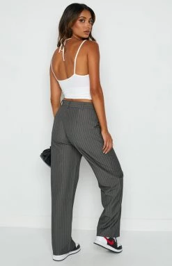 Beginning Boutique New Roland Grey Pinstripe Pants