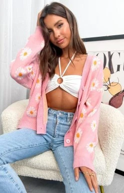 Beginning Boutique Rosella Knitted Cardigan Pink Floral