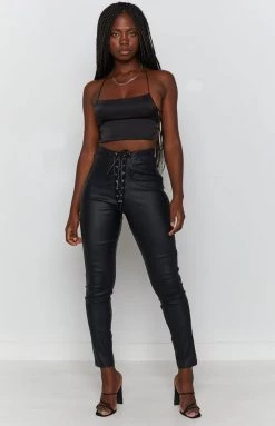 BB Exclusive Bottoms Roxanne Lace Up Pants Black