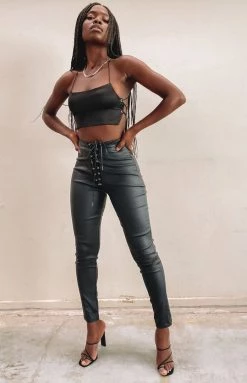 BB Exclusive Bottoms Roxanne Lace Up Pants Black