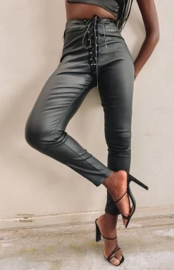 BB Exclusive Bottoms Roxanne Lace Up Pants Black