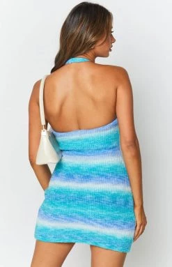 Beginning Boutique Rylie Spacedye Halter Dress Blue