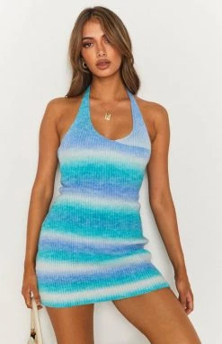 Beginning Boutique Rylie Spacedye Halter Dress Blue
