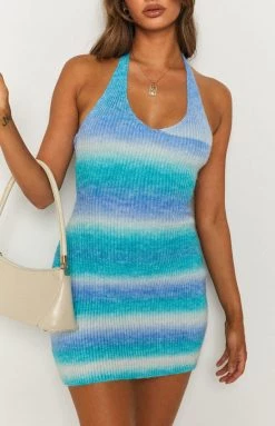 Beginning Boutique Rylie Spacedye Halter Dress Blue