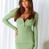 Beginning Boutique Dresses Skyler Khaki Ribbed Long Sleeve Dress