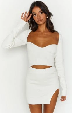 Bottoms SNDYS Amour White Rib Mini Skirt