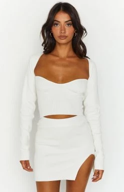 SNDYS Amour White Rib Top