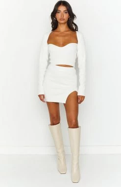 SNDYS Amour White Rib Top