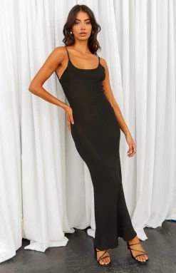 SNDYS April Black Rib Maxi Dress