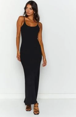 SNDYS April Black Rib Maxi Dress