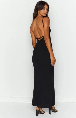 SNDYS April Black Rib Maxi Dress