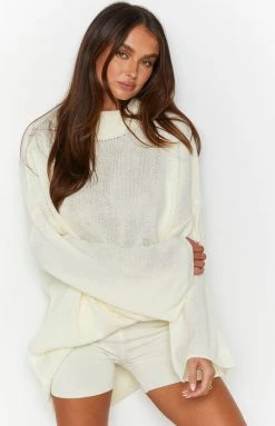 SNDYS Seeker White Knit Top Tops