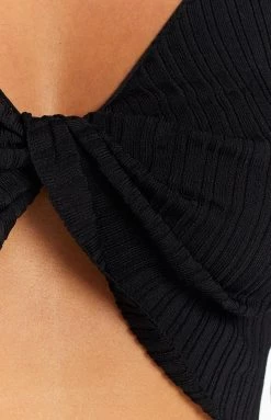 SNDYS Twist Black Rib Top