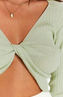 SNDYS Twist Sage Rib Top