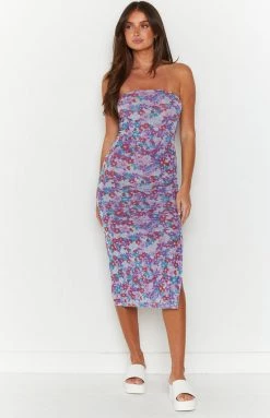 SNDYS Tyra Purple Flower Midi Dress New 11 SNDYS Tyra Purple Flower Midi Dress New