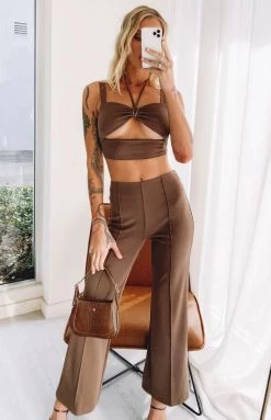 Beginning Boutique Bottoms Sriya Wide Leg Pants Latte