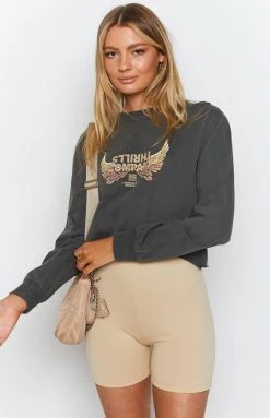 Thrills Sacred Merch Crop LS Tee - Merch Black Tops 14 Thrills Sacred Merch Crop LS Tee - Merch Black Tops