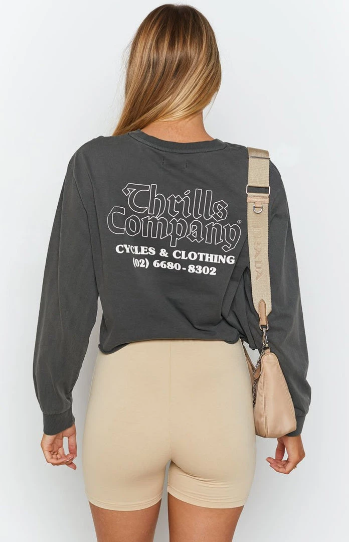 Thrills Sacred Merch Crop LS Tee - Merch Black Tops 7 Thrills Sacred Merch Crop LS Tee - Merch Black Tops