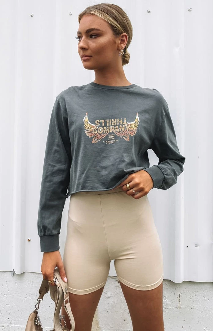 Thrills Sacred Merch Crop LS Tee - Merch Black Tops 2 Thrills Sacred Merch Crop LS Tee - Merch Black Tops