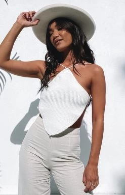 Beginning Boutique Sailing Crop Top White Tops