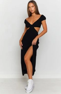 Beginning Boutique Saisha Off The Shoulder Maxi Dress Black