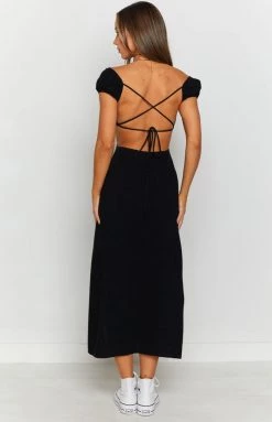 Beginning Boutique Saisha Off The Shoulder Maxi Dress Black