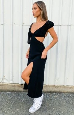 Beginning Boutique Saisha Off The Shoulder Maxi Dress Black