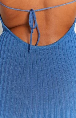 BB Exclusive Dresses Sara Backless Midi Dress Blue