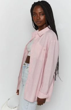 Emma Rose X Beginning Boutique The Sarah Shirt Pink Pinstripe Tops