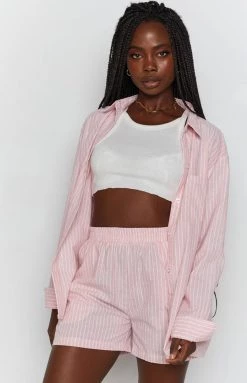 Emma Rose X Beginning Boutique The Sarah Shorts Pink Pinstripe Bottoms
