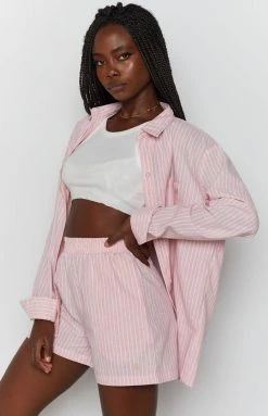 Emma Rose X Beginning Boutique The Sarah Shorts Pink Pinstripe Bottoms