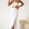 BB Exclusive Dresses Sashi White Strapless Midi Dress