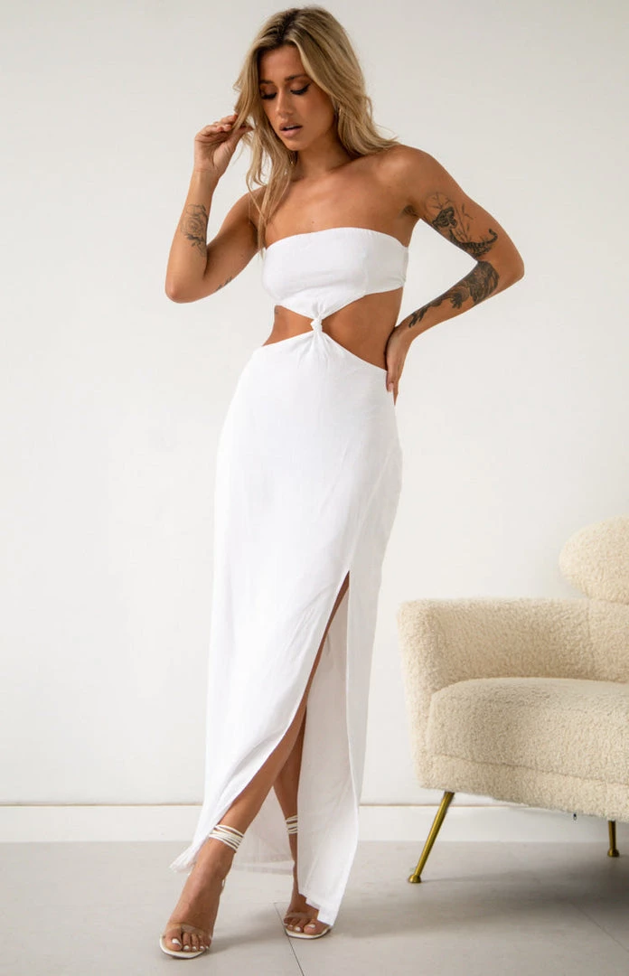 BB Exclusive Dresses Sashi White Strapless Midi Dress 1 BB Exclusive Dresses Sashi White Strapless Midi Dress