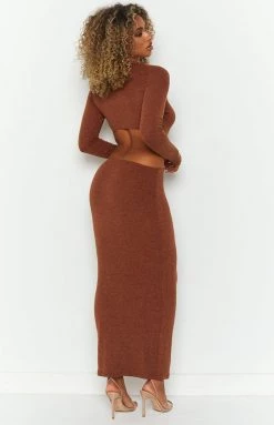 Beginning Boutique Say My Name Midi Dress Brown Dresses