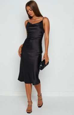 Beginning Boutique Dresses Schiffer Slip Midi Dress Black