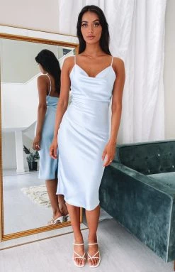 Beginning Boutique Schiffer Slip Midi Dress Blue