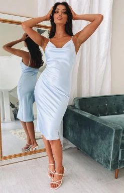 Beginning Boutique Schiffer Slip Midi Dress Blue