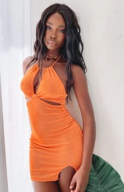 Beginning Boutique Dresses Scotti Halter Mini Dress Orange