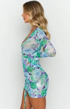 BB Exclusive Scripture Green Print Mini Dress