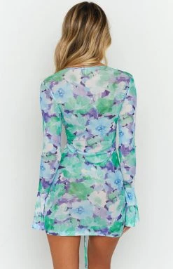 BB Exclusive Scripture Green Print Mini Dress